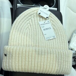 Tasha Cozy Ivory Fold-Over Ribbed Beanie